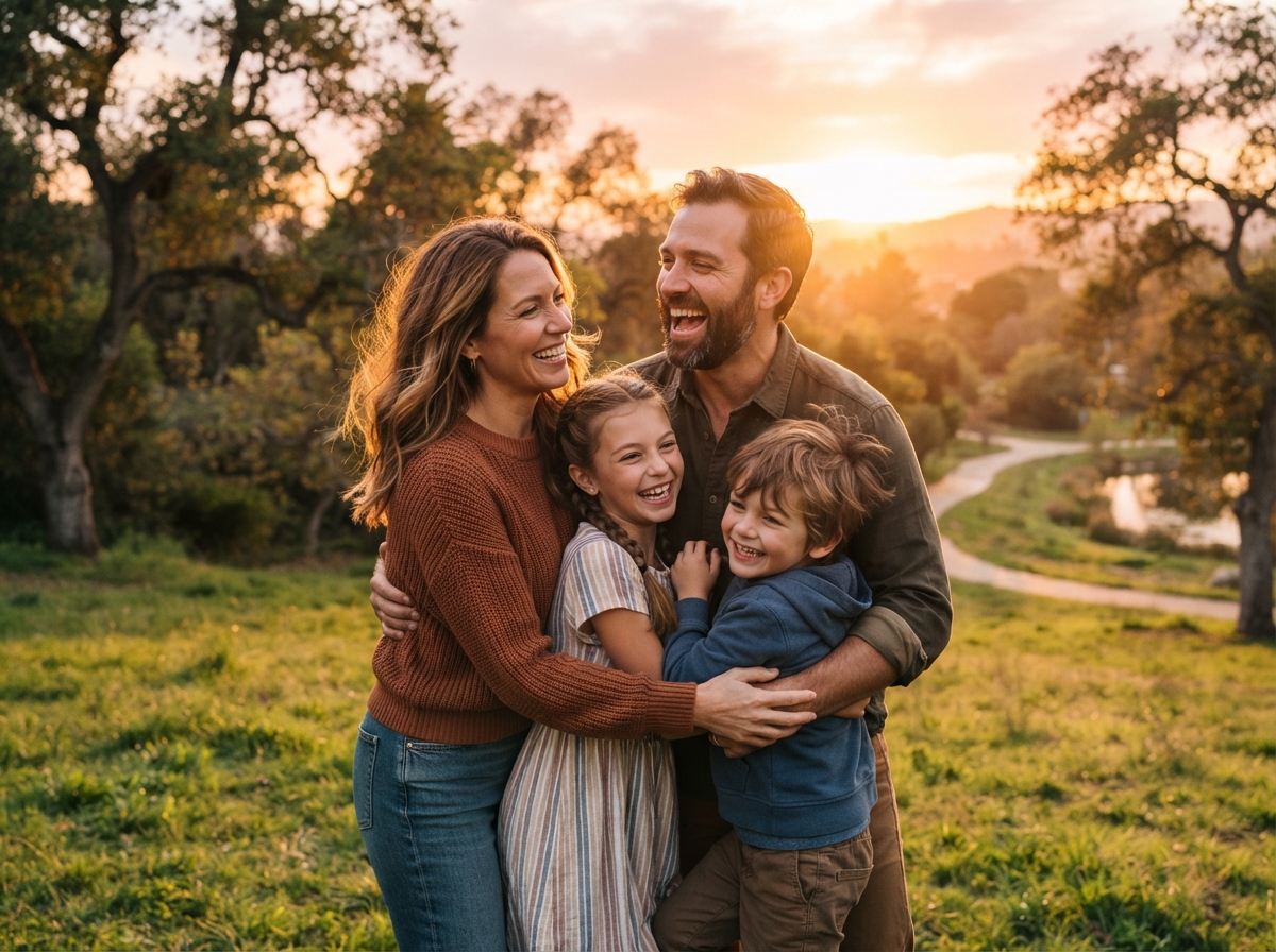 Warm Family Outdoor Portrait