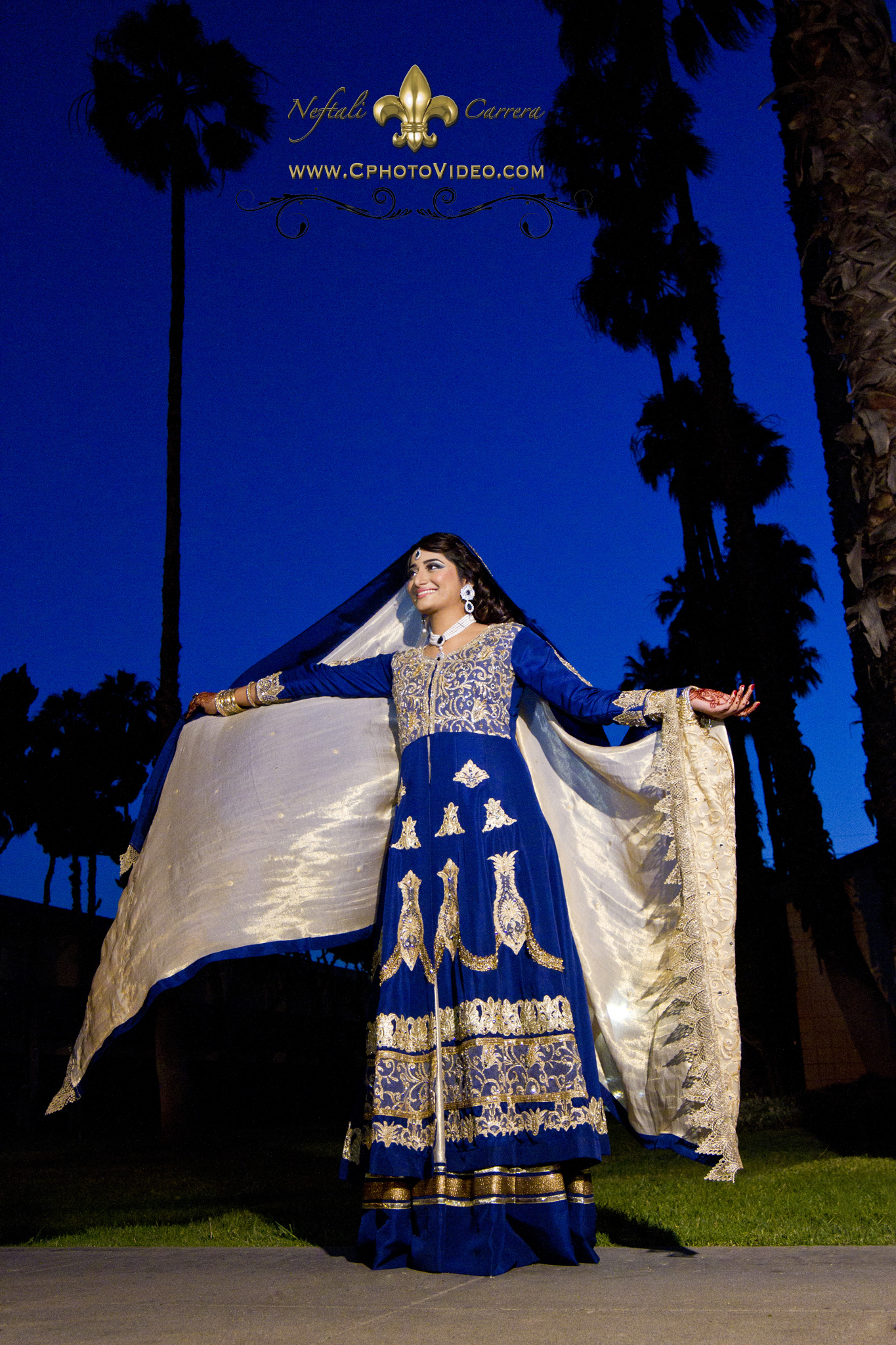 Twilight Royal Blue Traditional Bridal Portrait