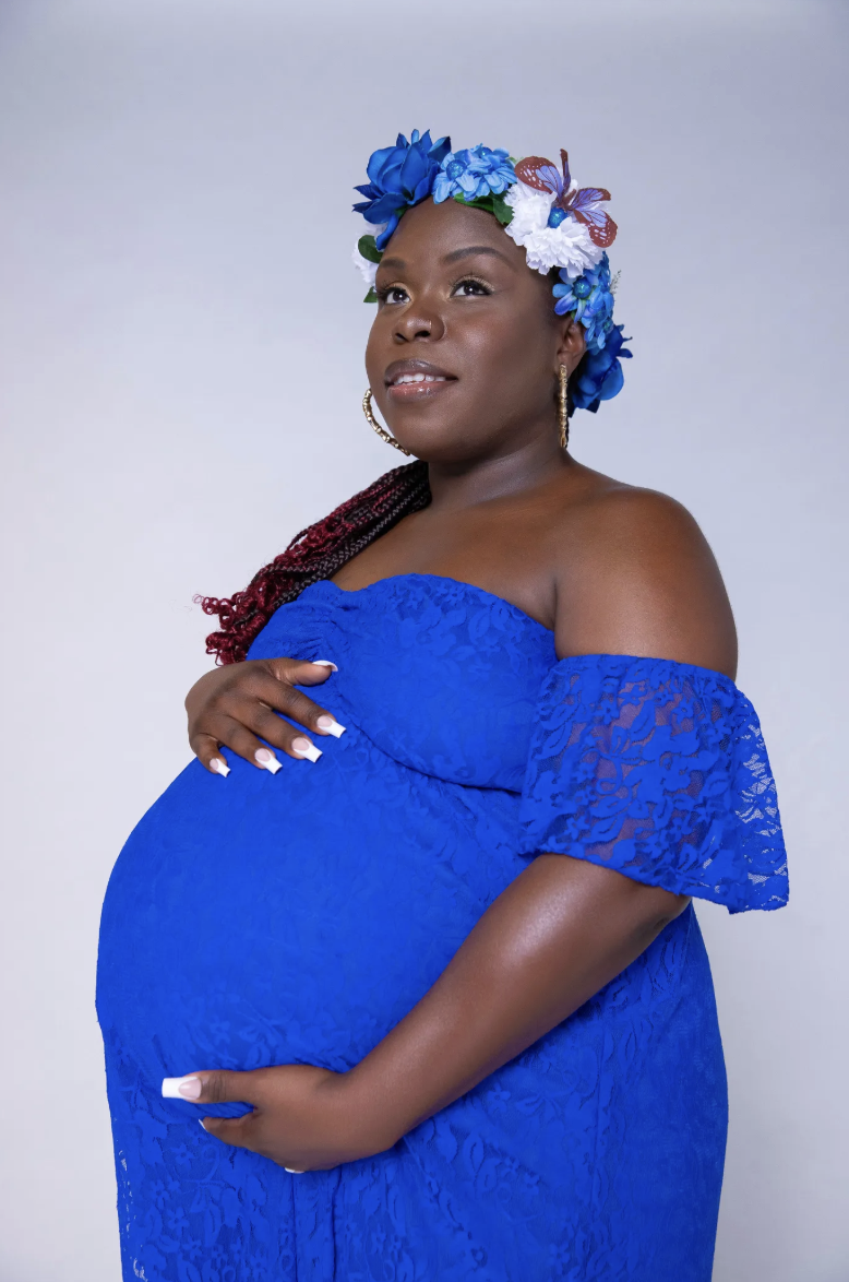 Vibrant Royal Blue Gown Maternity Portrait