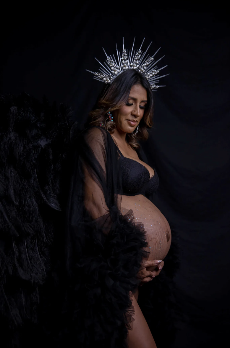 Fine Art Crown & Wings Maternity Studio Portrait