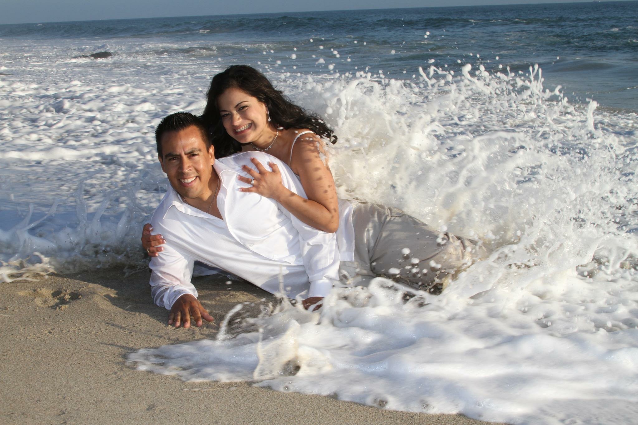 Romantic Ocean Waves Beachside Engagement Session