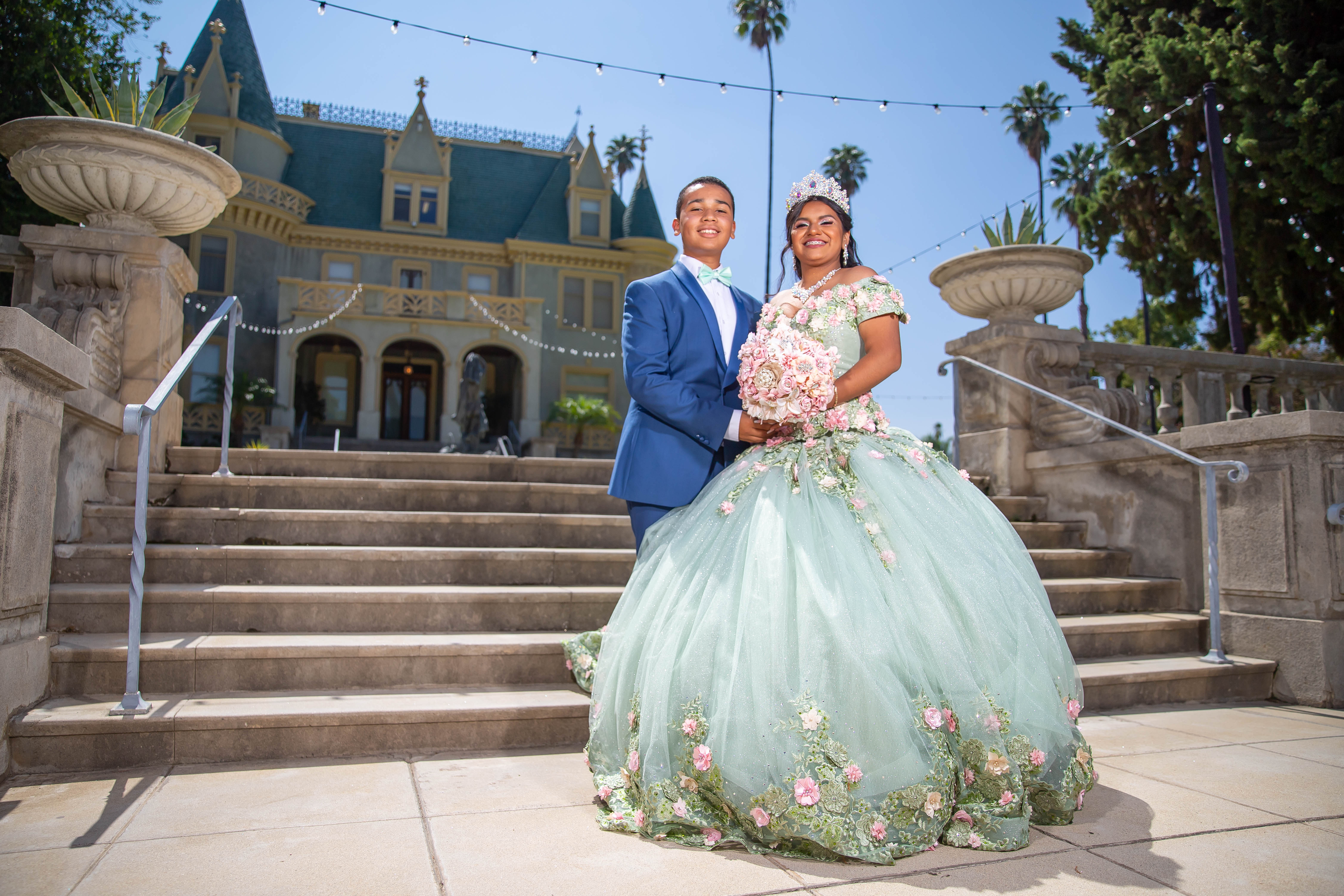Sage Ballgown & Chambelán at Historic Castle Estate