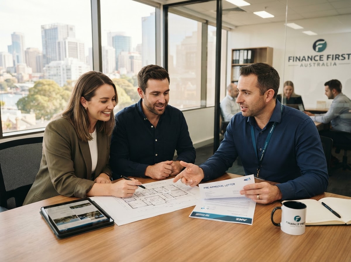 Home buyer reviewing pre-approval with a mortgage broker