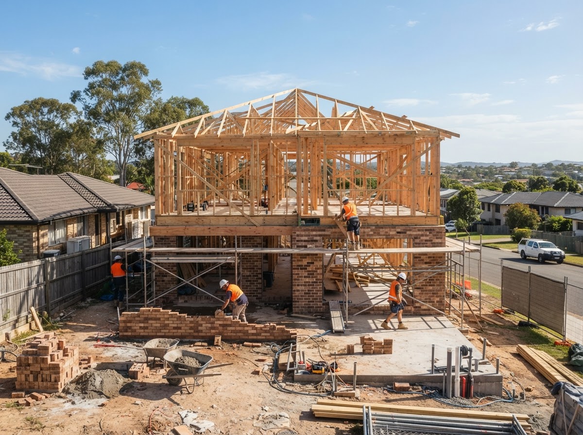 Australian residential construction site in progress