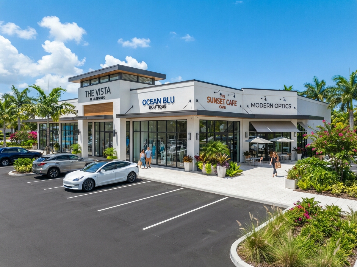Commercial pressure washing on a Florida business property