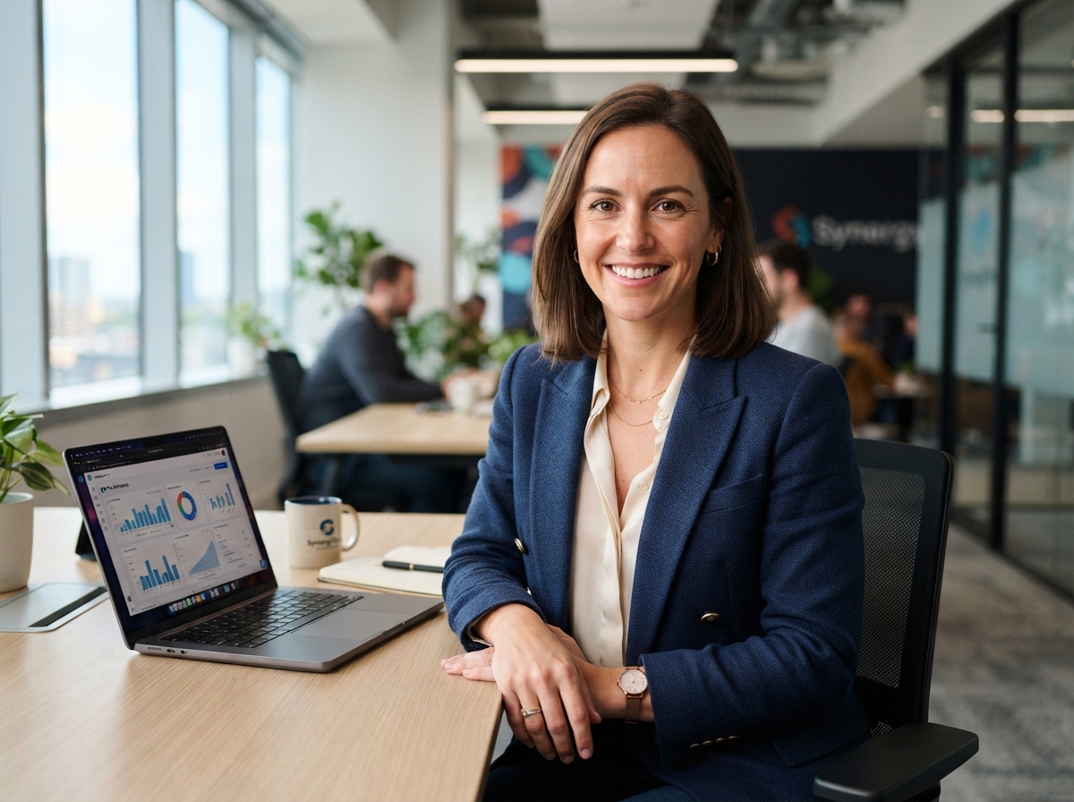 A SiteSmartly dedicated account manager working at her desk