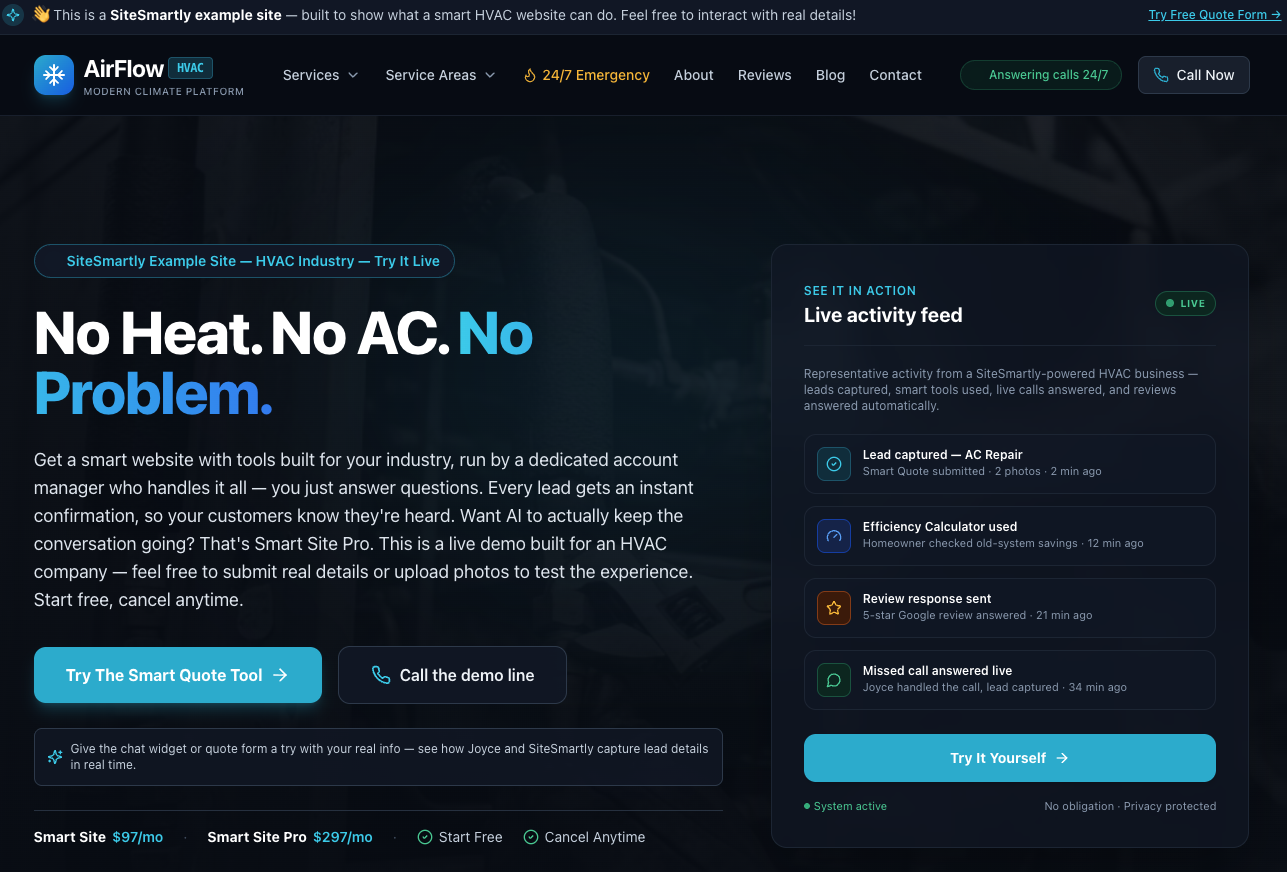 AirFlow — HVAC contractor website design preview