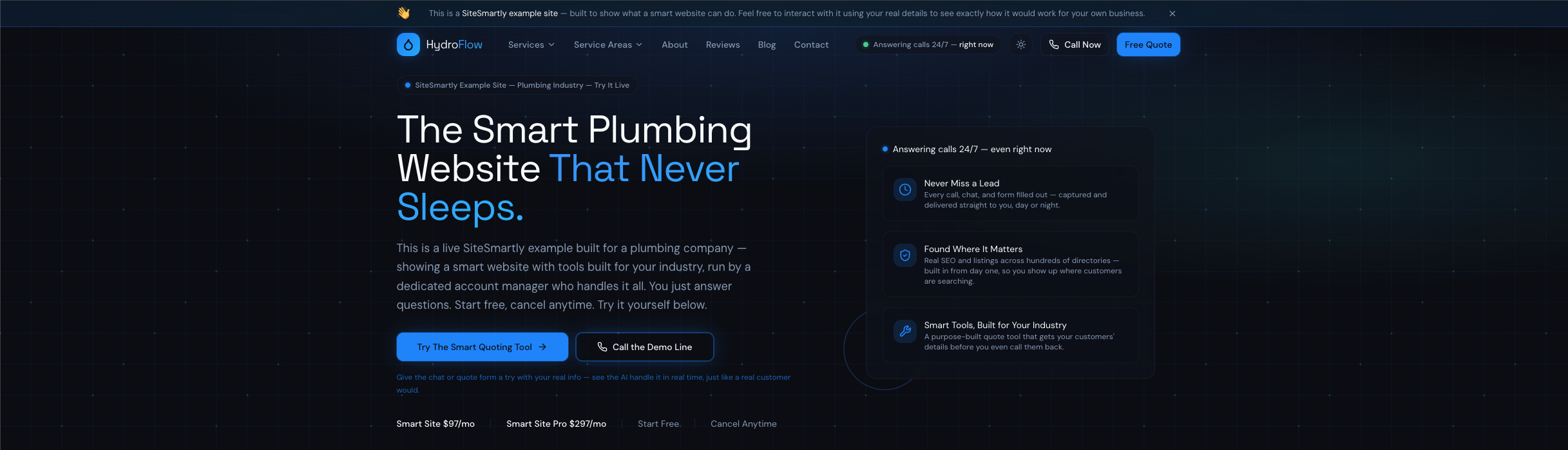 HydroFlow — Plumbing contractor website design preview