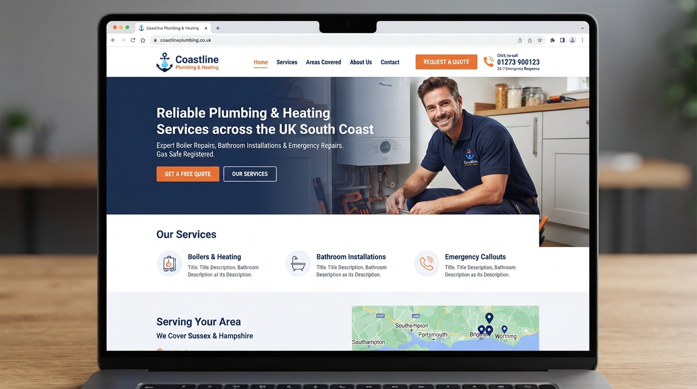 Example five-page trades website built by SubWeb247
