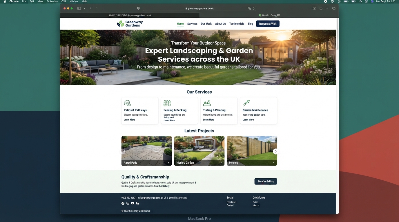 Demonstration Landscapers & Garden Services website built by SubWeb247