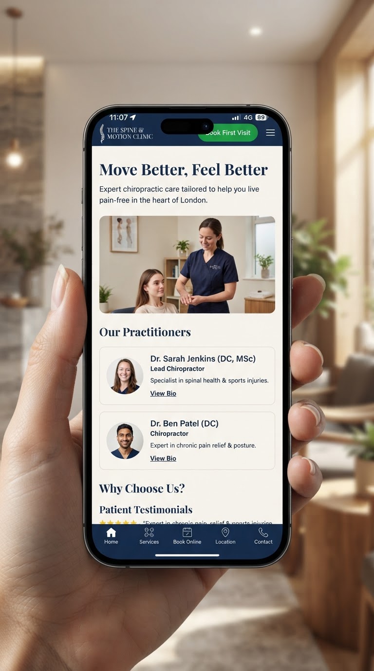 Chiropractors mobile website preview — SubWeb247 demonstration