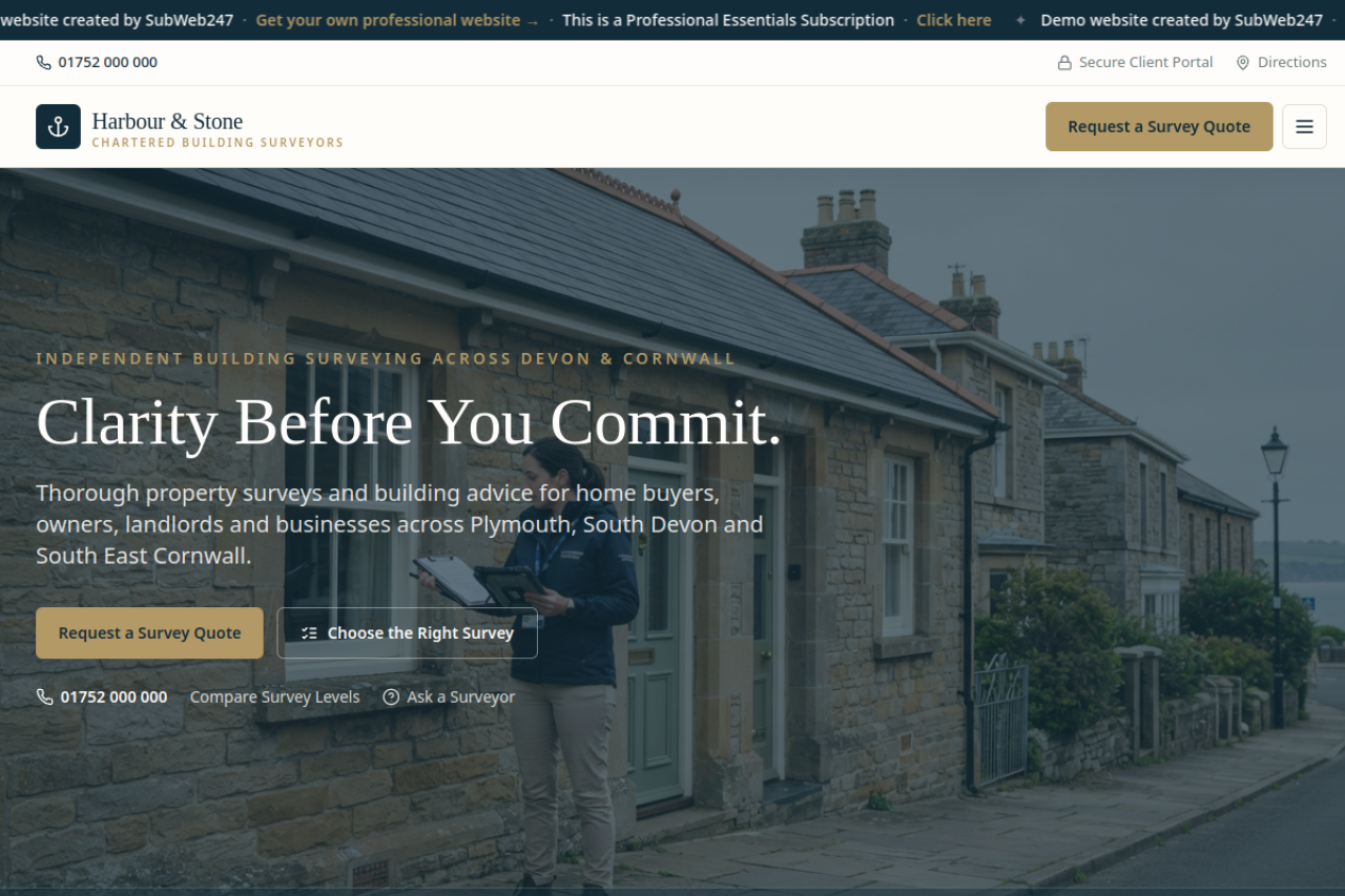 Harbour & Stone Surveyors website preview