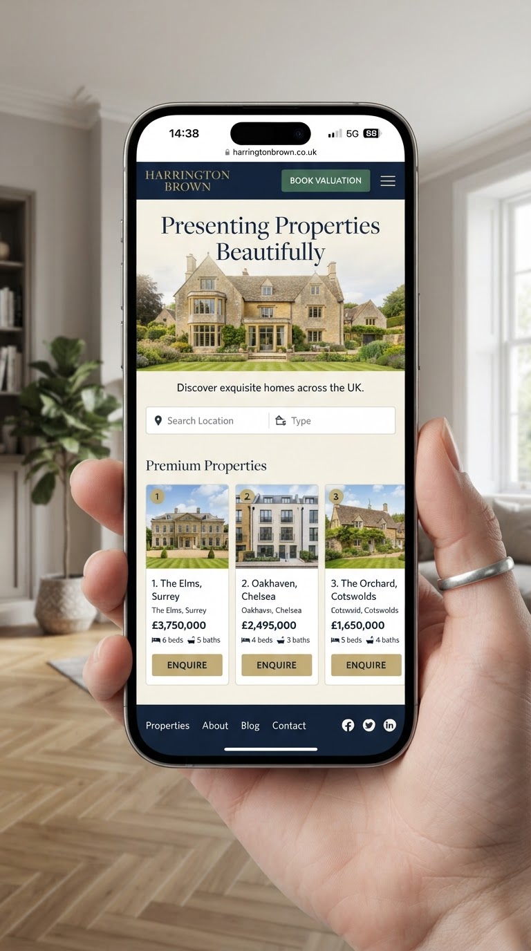 Estate and Letting Agents mobile website preview — SubWeb247 demonstration