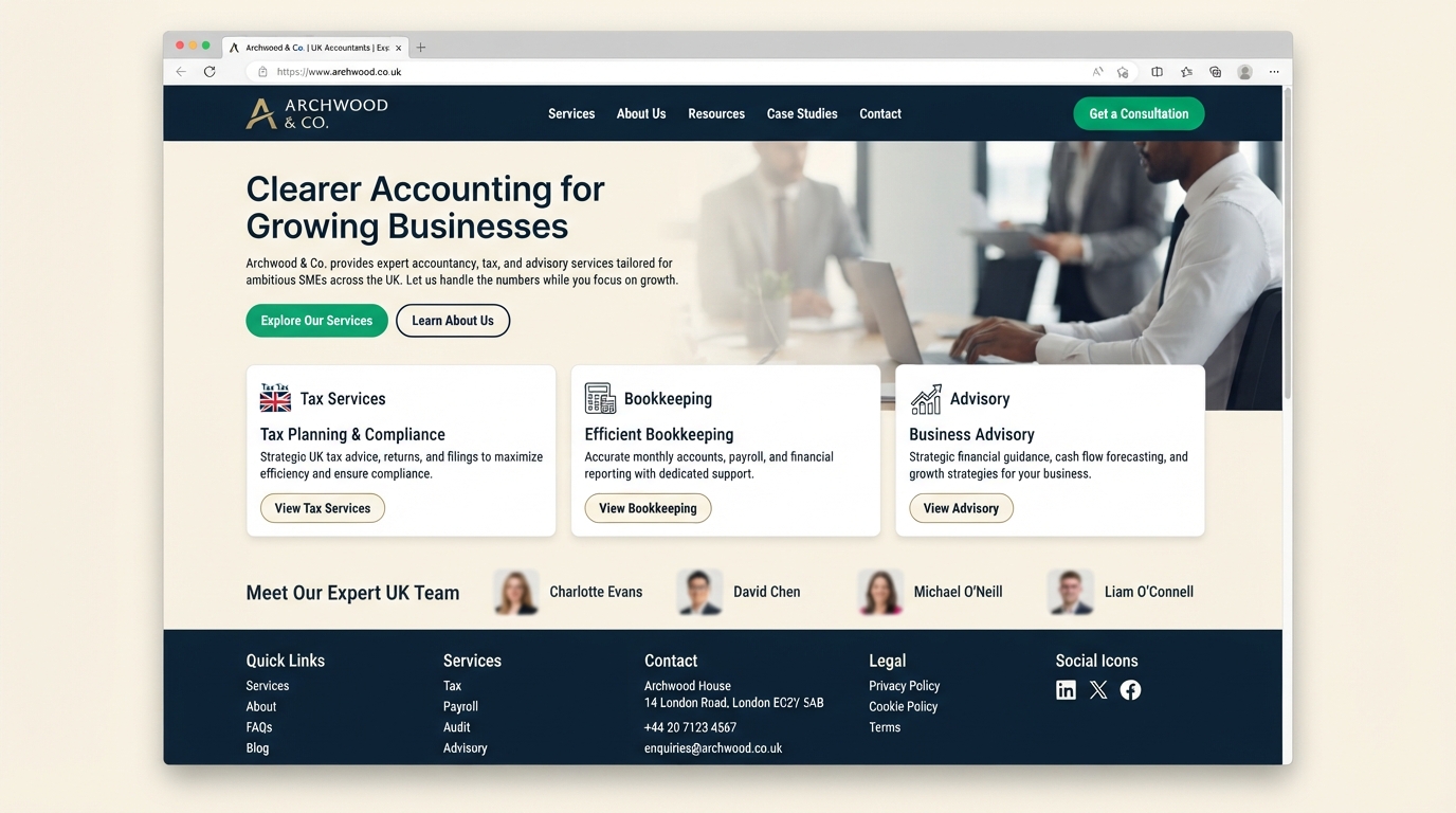 Accountants website preview — SubWeb247 demonstration