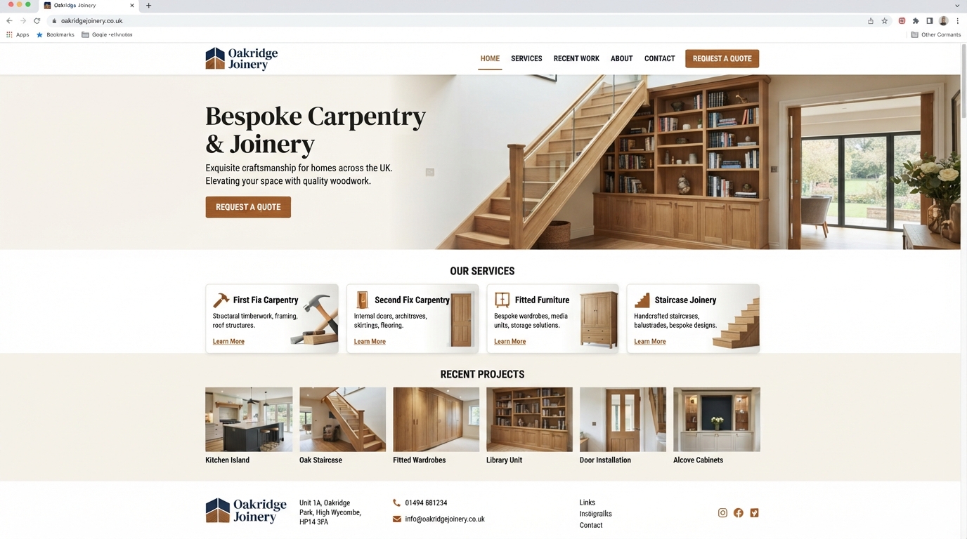 Demonstration Carpenters & Joiners website built by SubWeb247