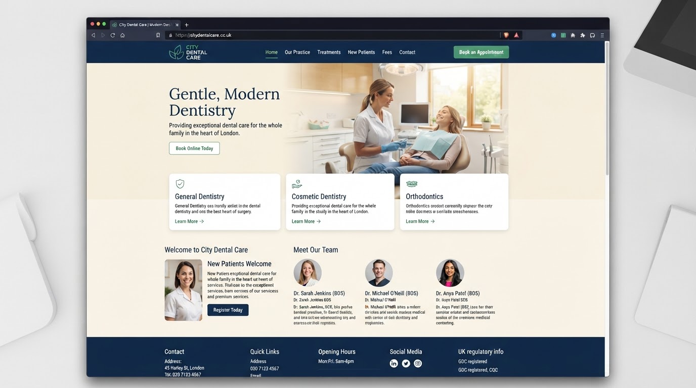 Dentists website preview — SubWeb247 demonstration