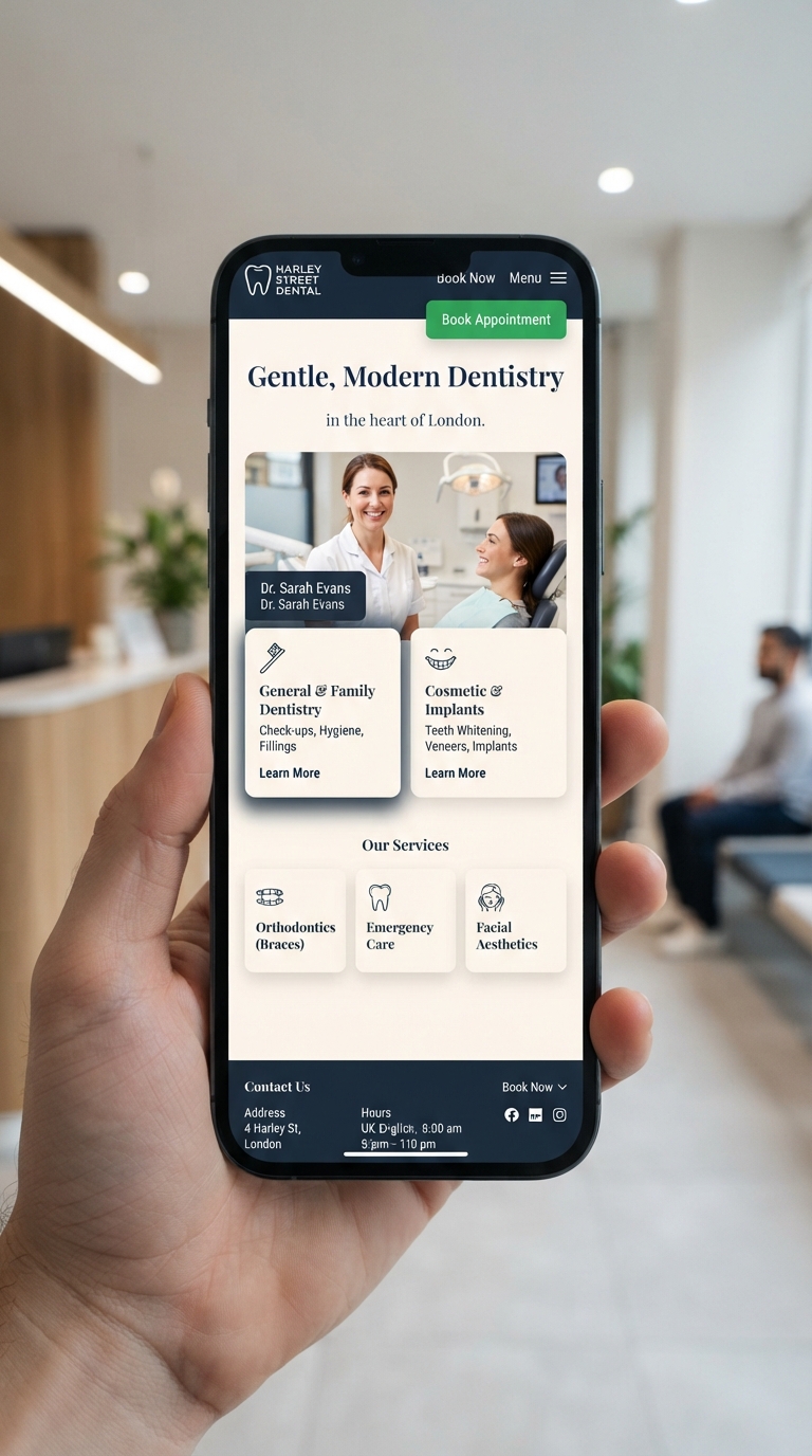 Dentists mobile website preview — SubWeb247 demonstration