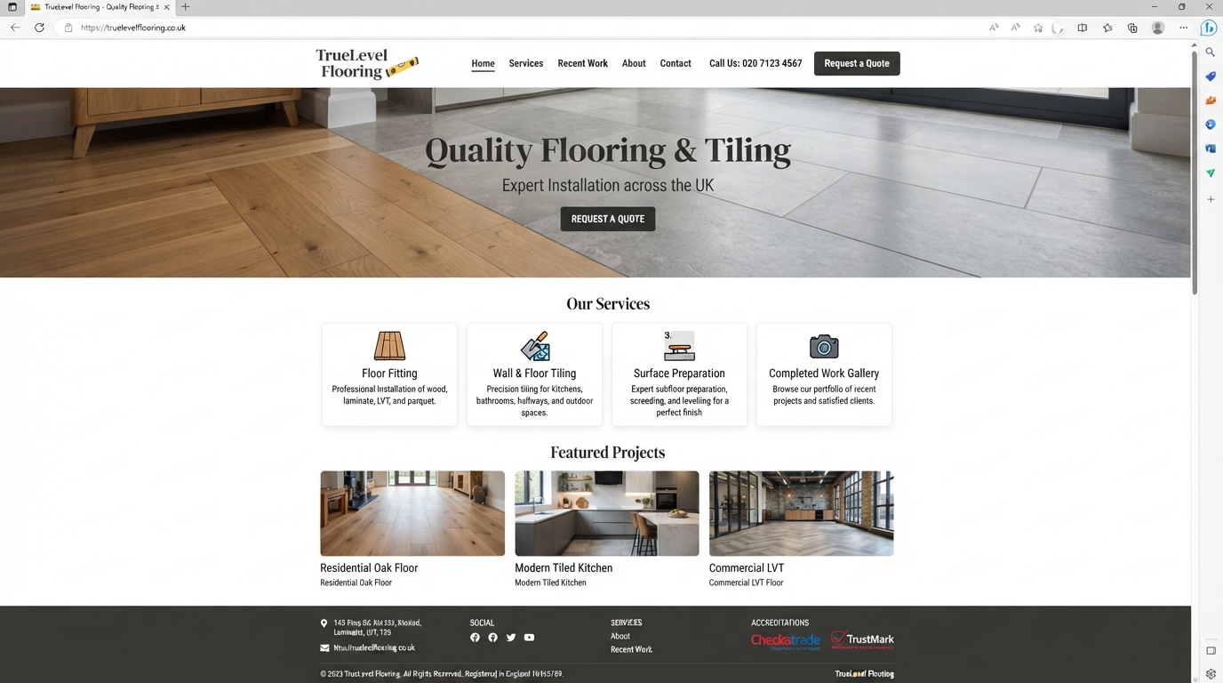 Demonstration Flooring & Tiling website built by SubWeb247