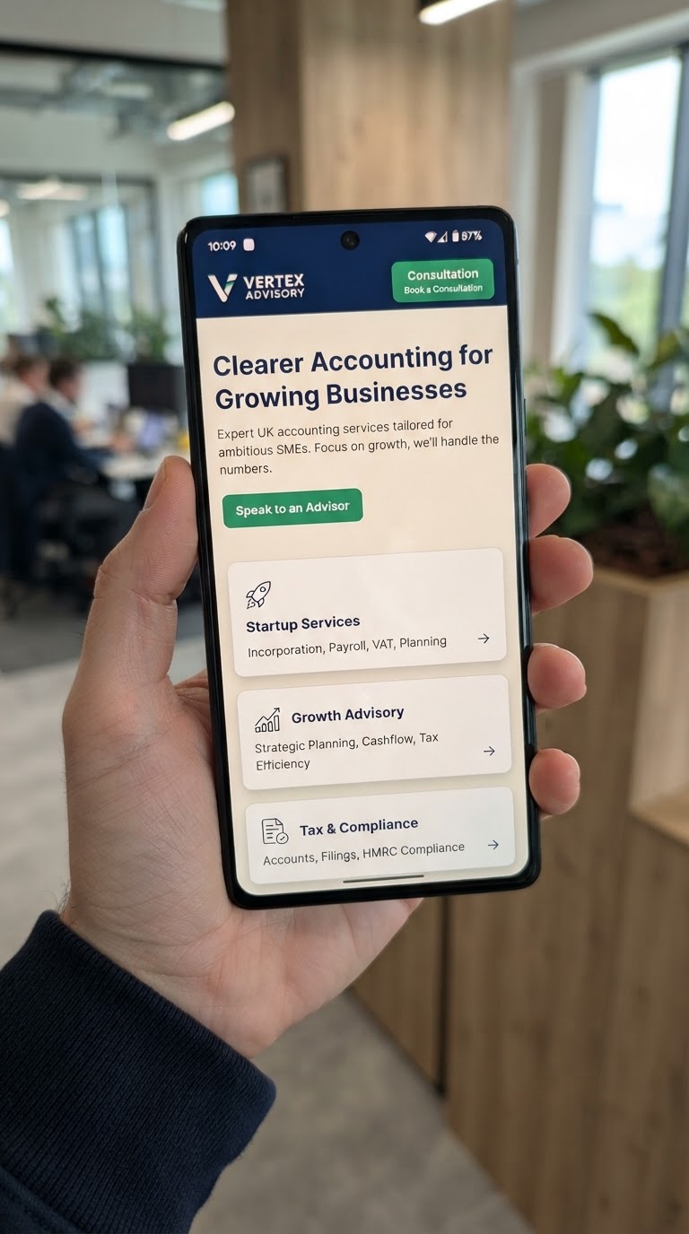 Accountants mobile website preview — SubWeb247 demonstration