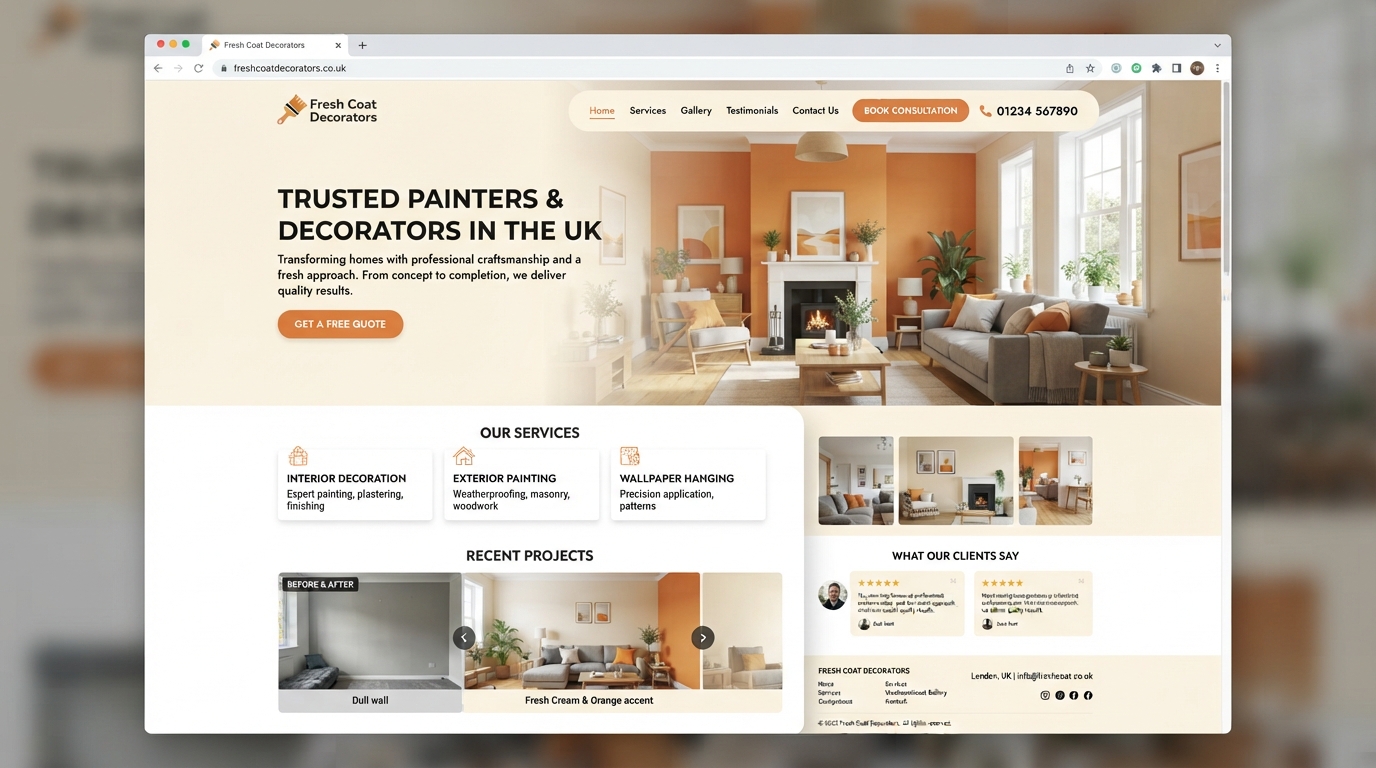 Demonstration Painters & Decorators website built by SubWeb247