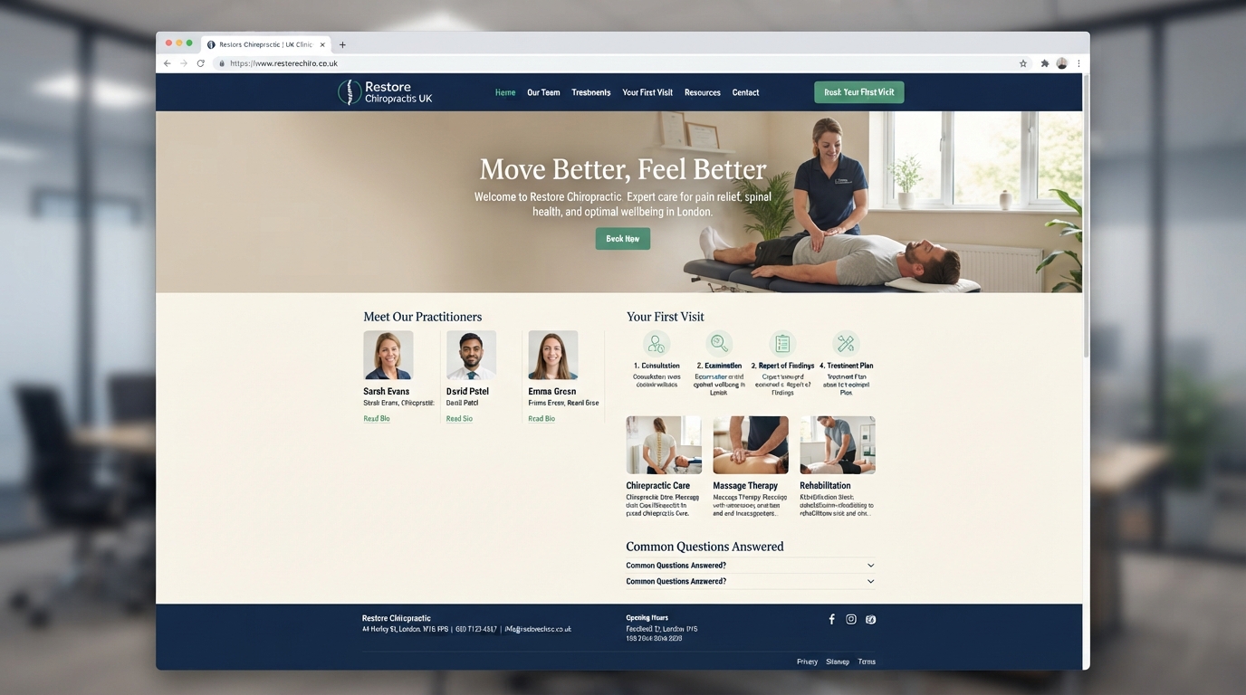 Chiropractors website preview — SubWeb247 demonstration
