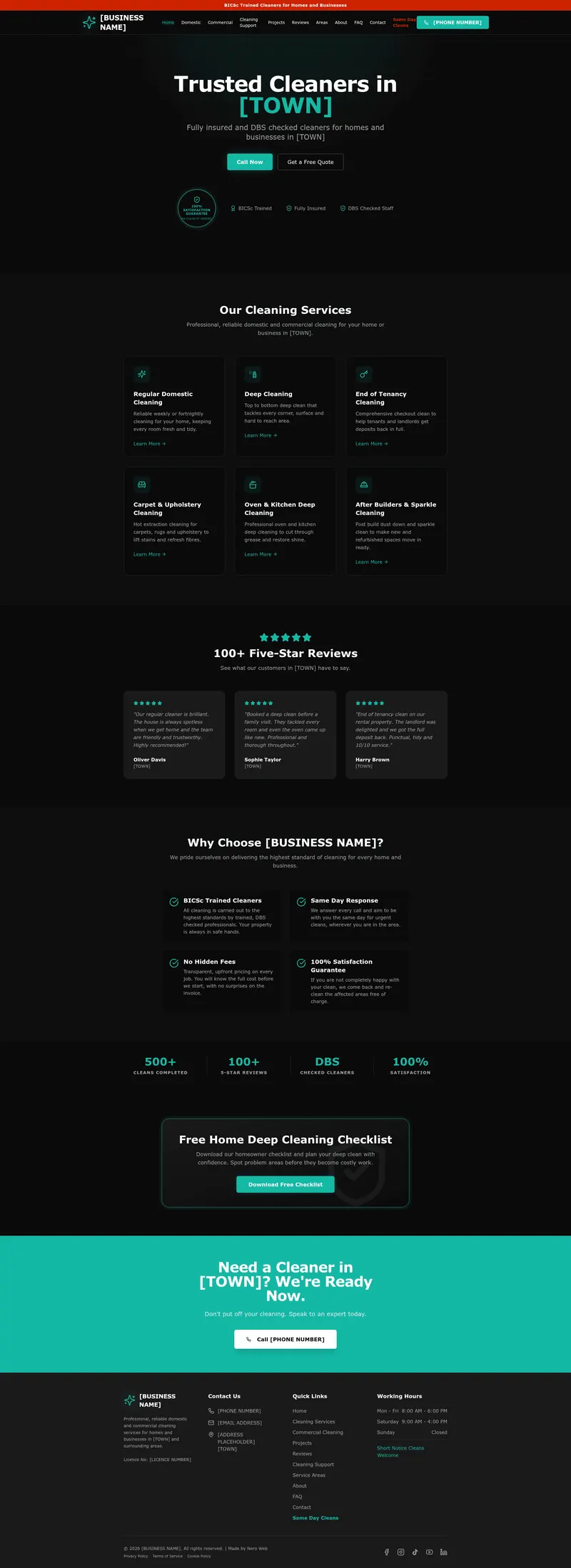 Cleaning company website preview