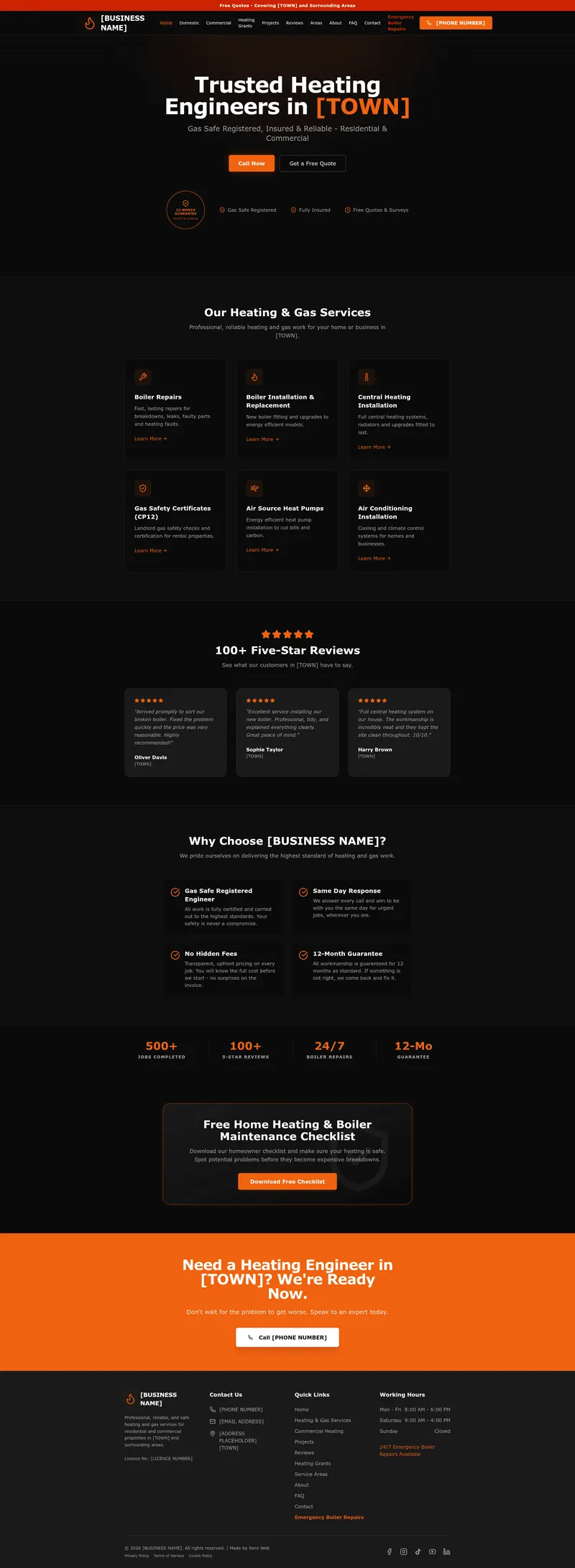 Heating and gas website preview