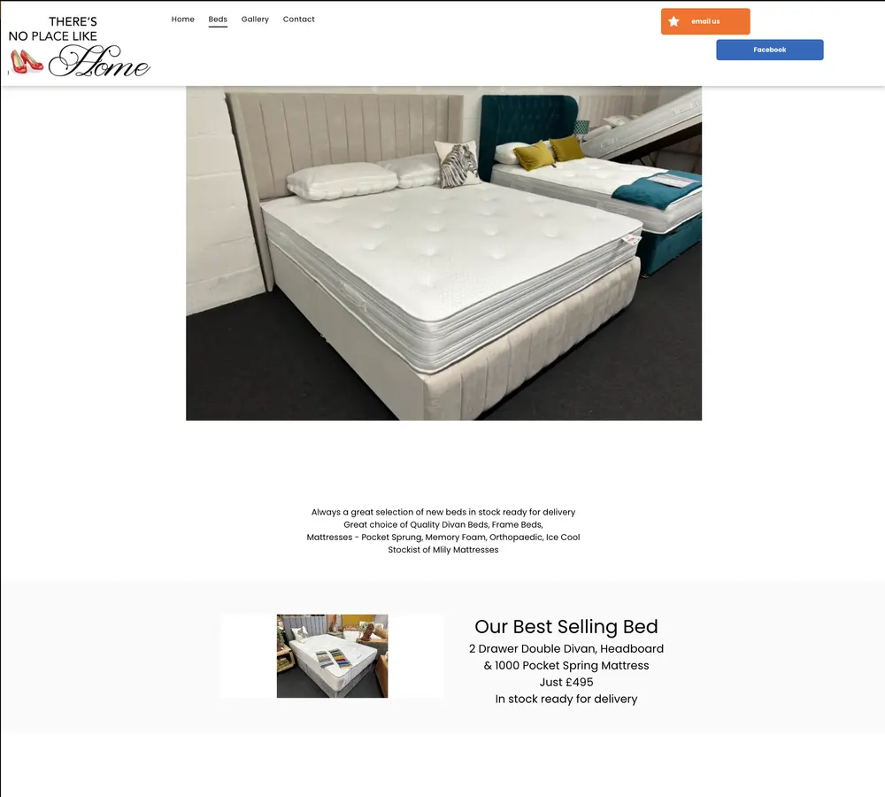 There's No Place Like Home Beds Page original site before rebuild