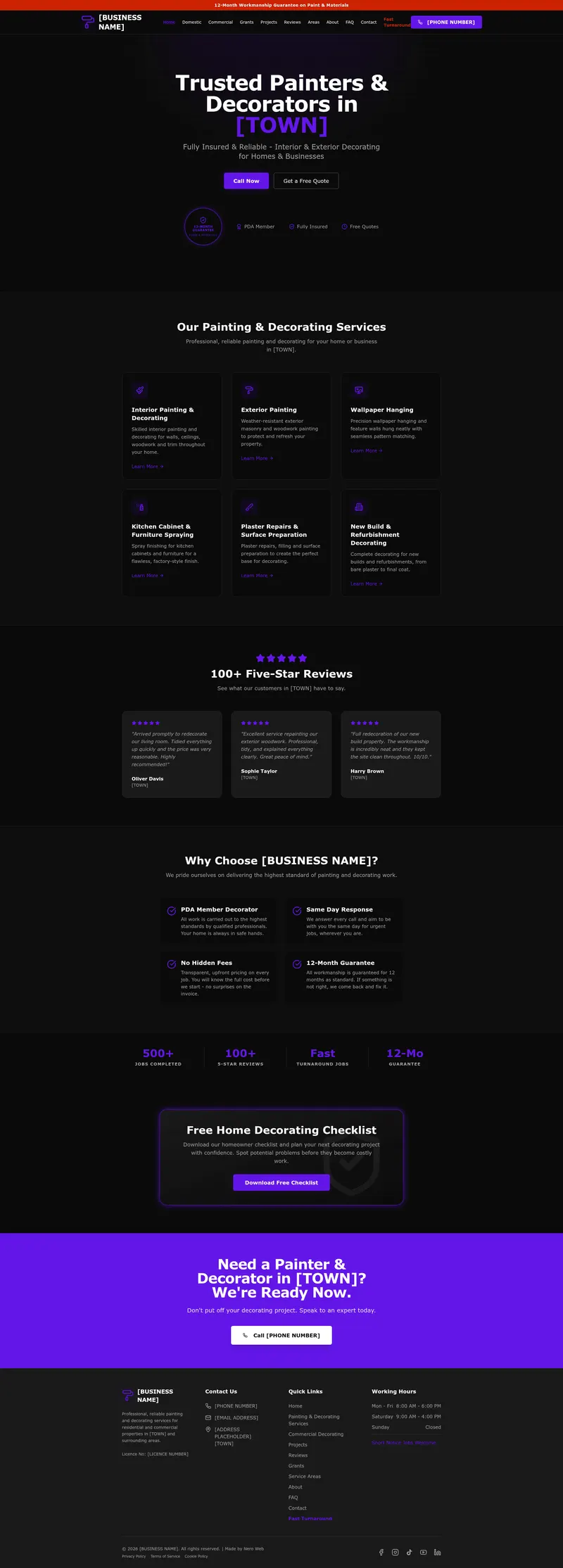 Painter and decorator website preview