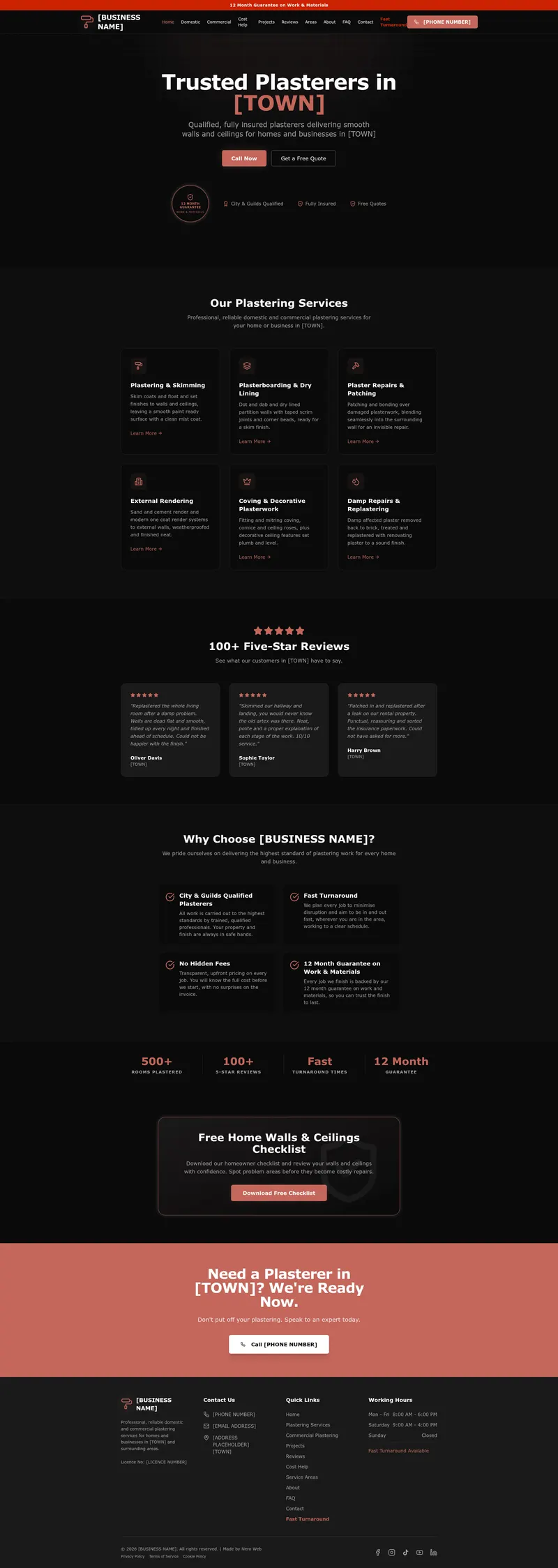 Plasterer website preview