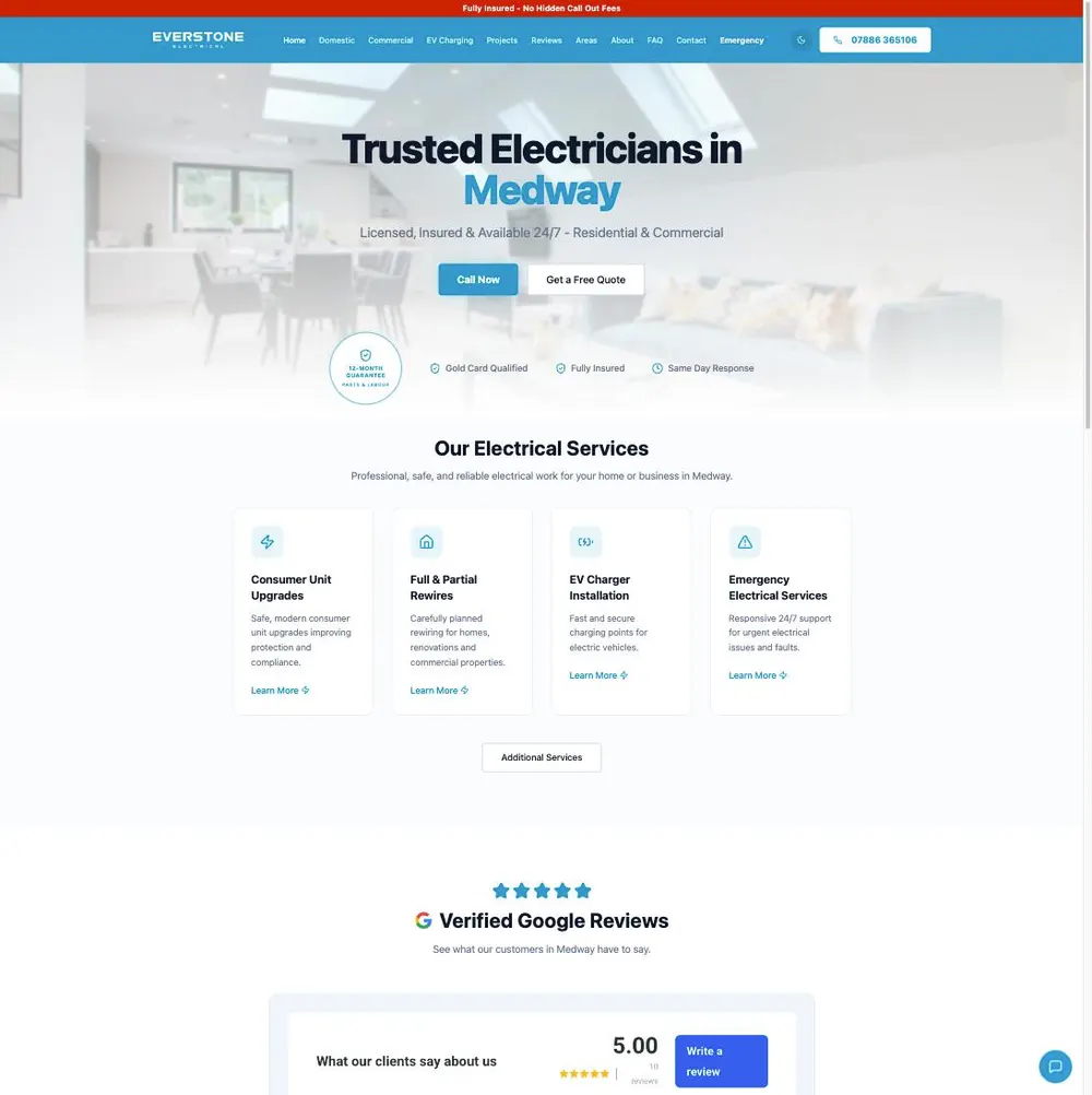 Everstone Electrical Homepage & Services Overview