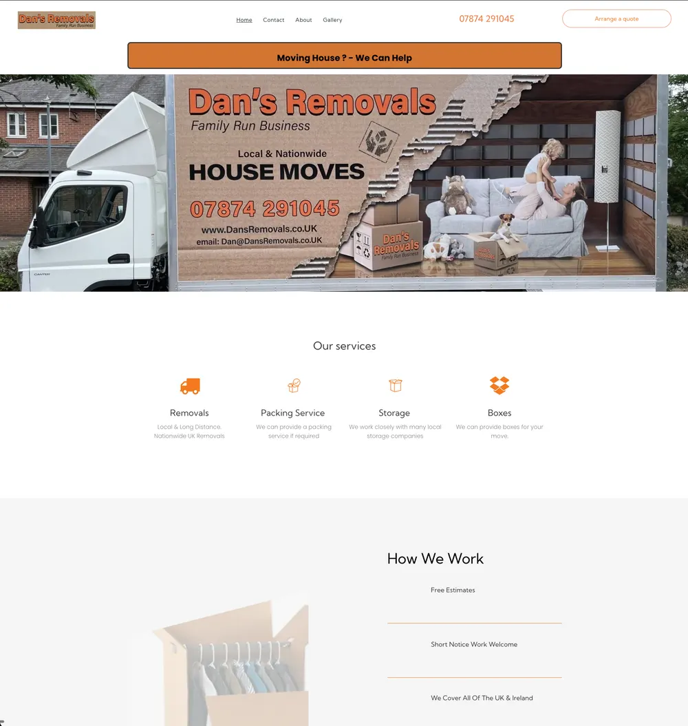 Dan's Removals original site before rebuild