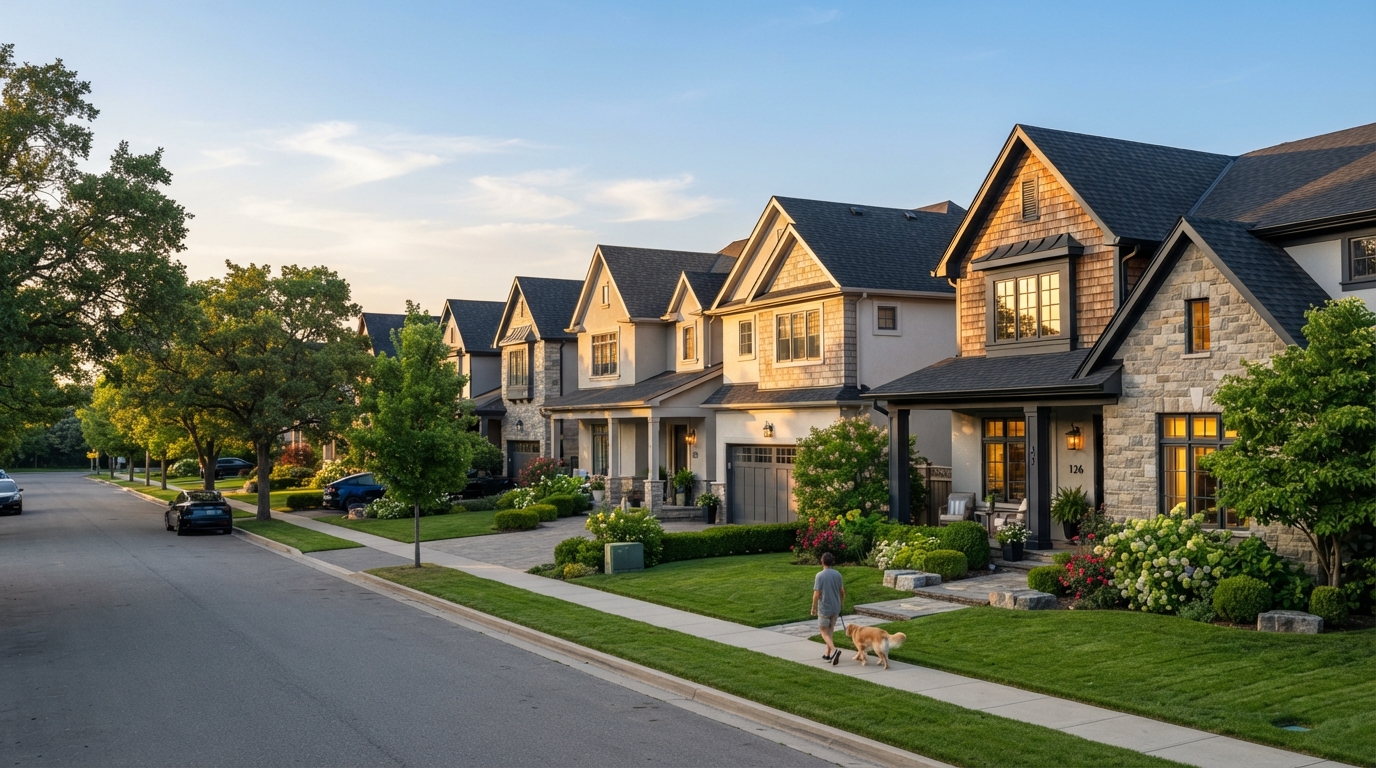 Row of well-maintained residential rental homes under professional property management
