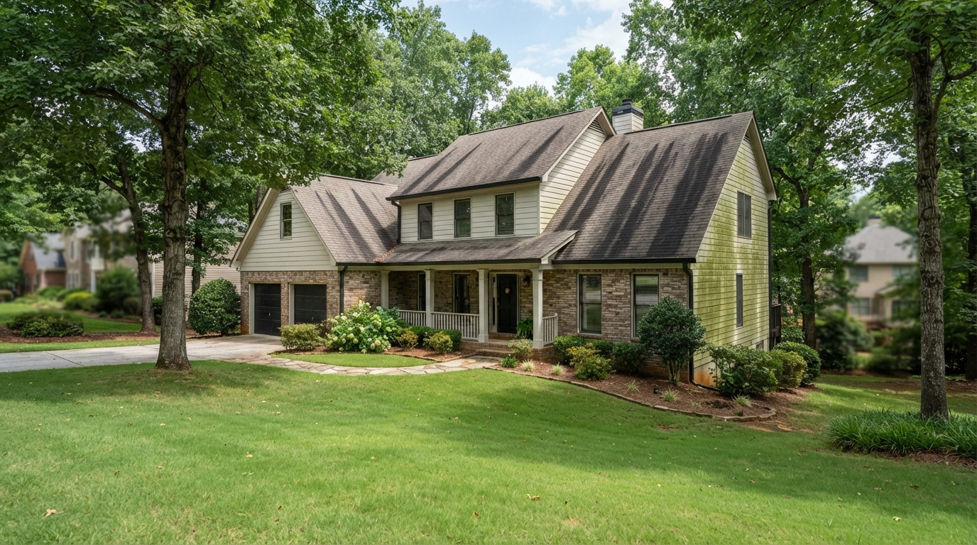 Algae removal service on a home in Cumming GA