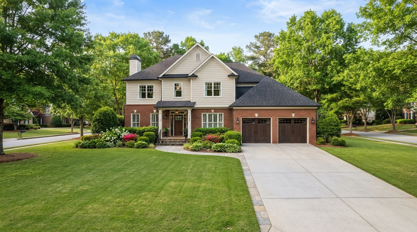 Well-maintained home in Suwanee GA after pressure washing