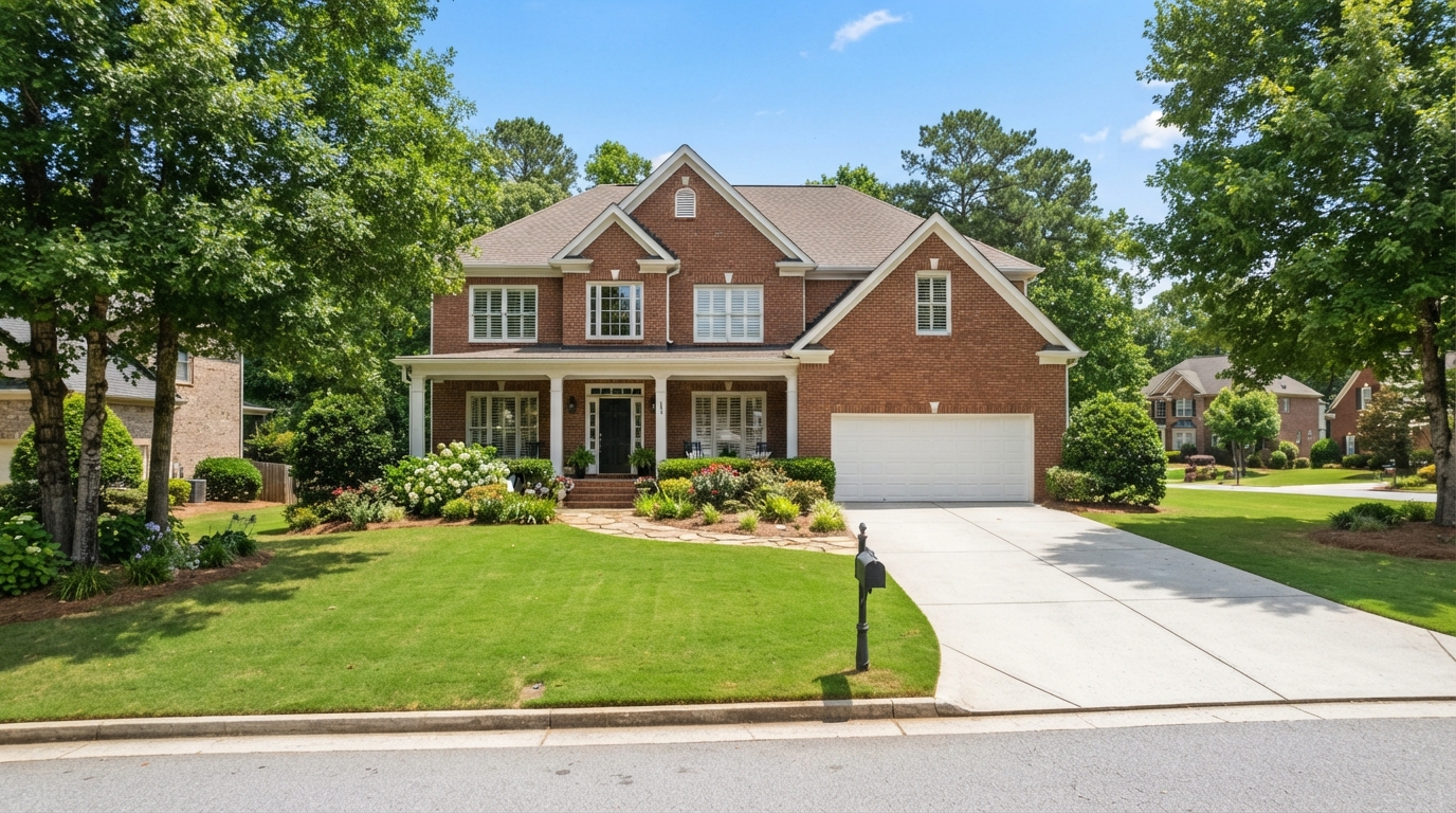 Well-maintained home in Cumming GA after pressure washing