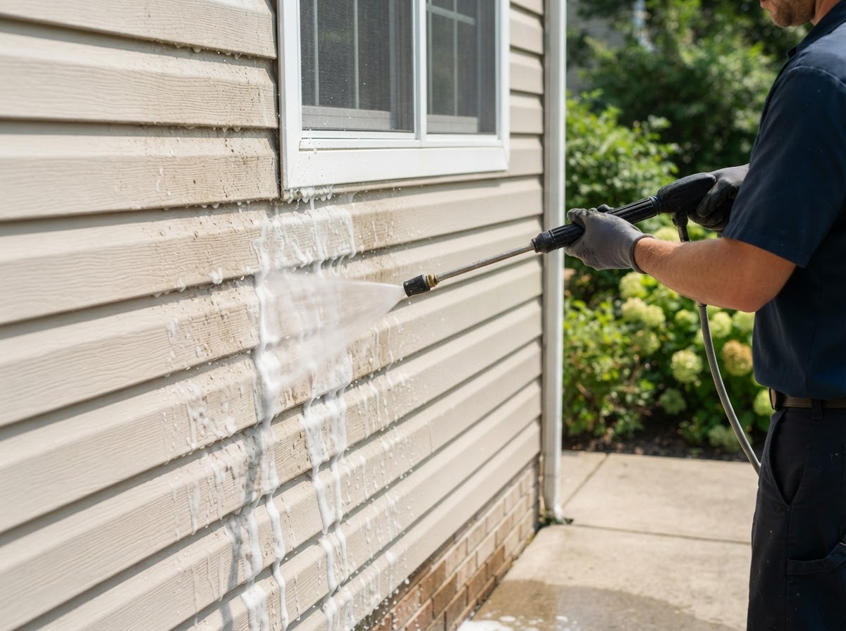 House washing on a suburban home in Cumming GA