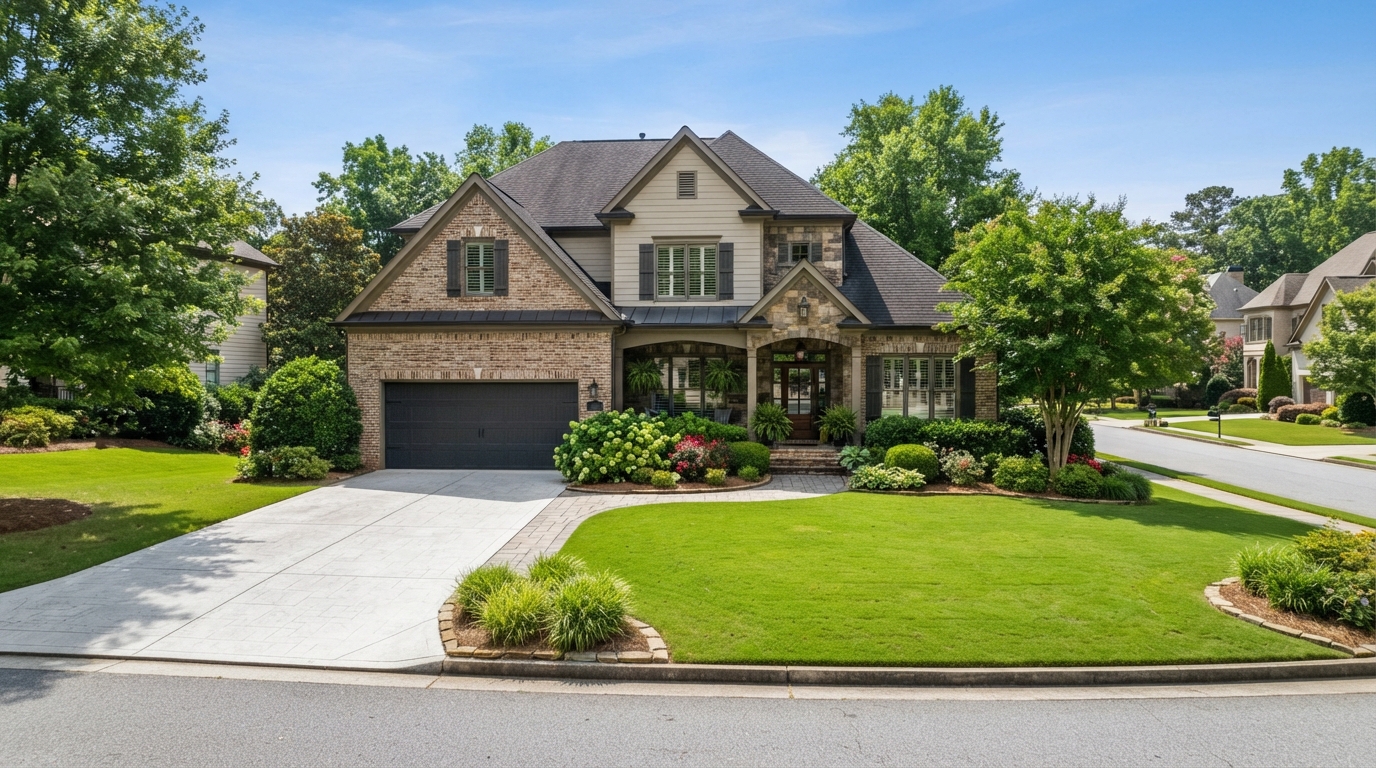 Well-maintained home in Alpharetta GA after pressure washing