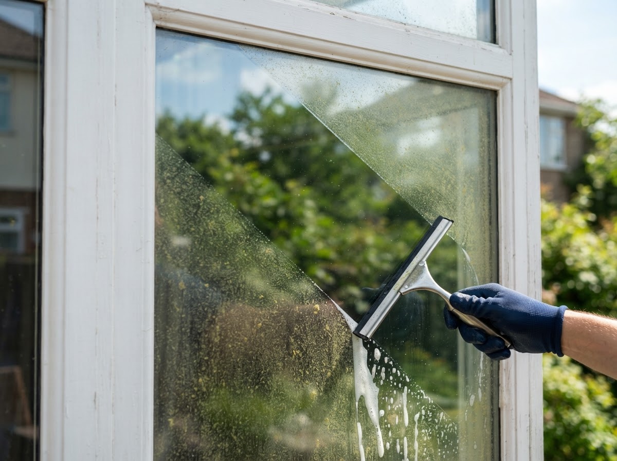 Streak free window cleaning on a home in Cumming GA