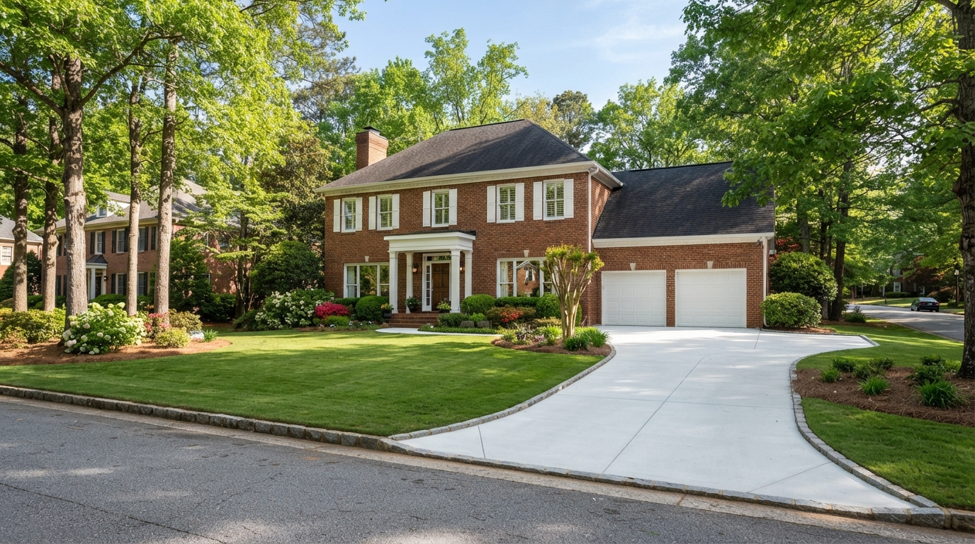 Well-maintained home in Roswell GA after pressure washing