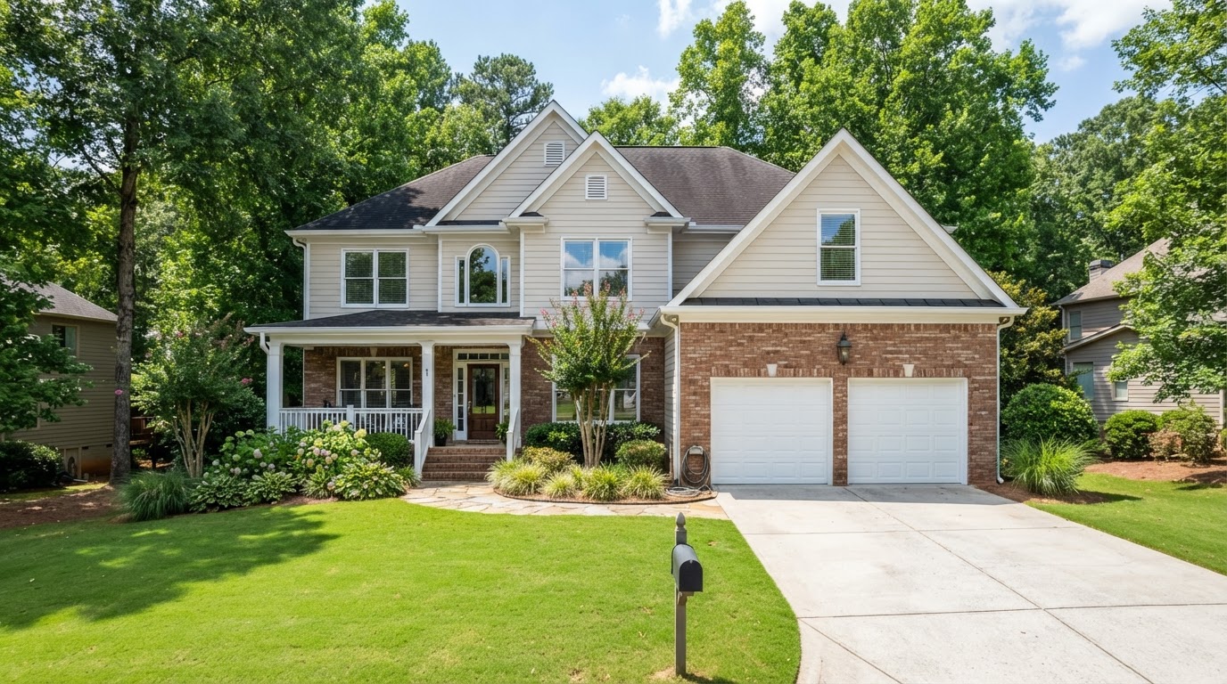 Clean exterior of a two story home in Cumming GA