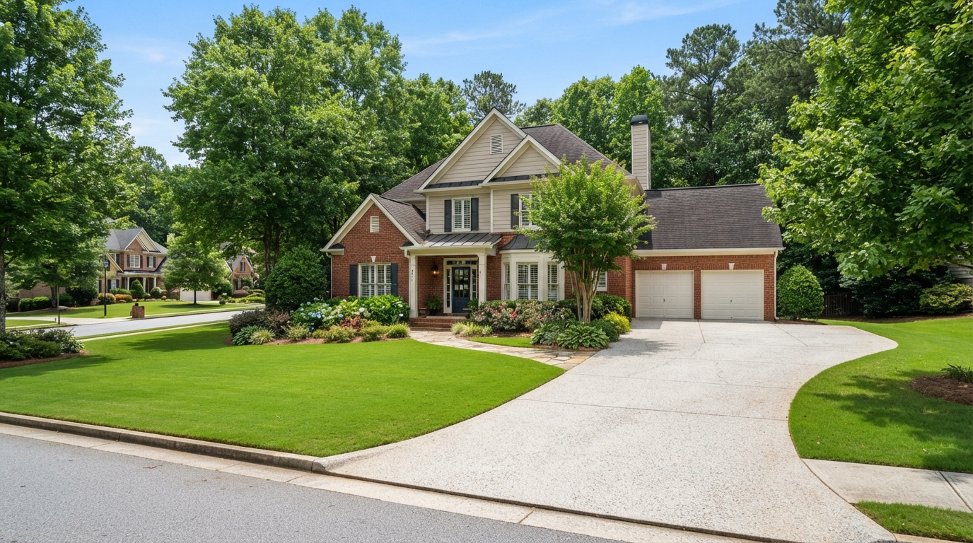 Well-maintained home in Buford GA after pressure washing