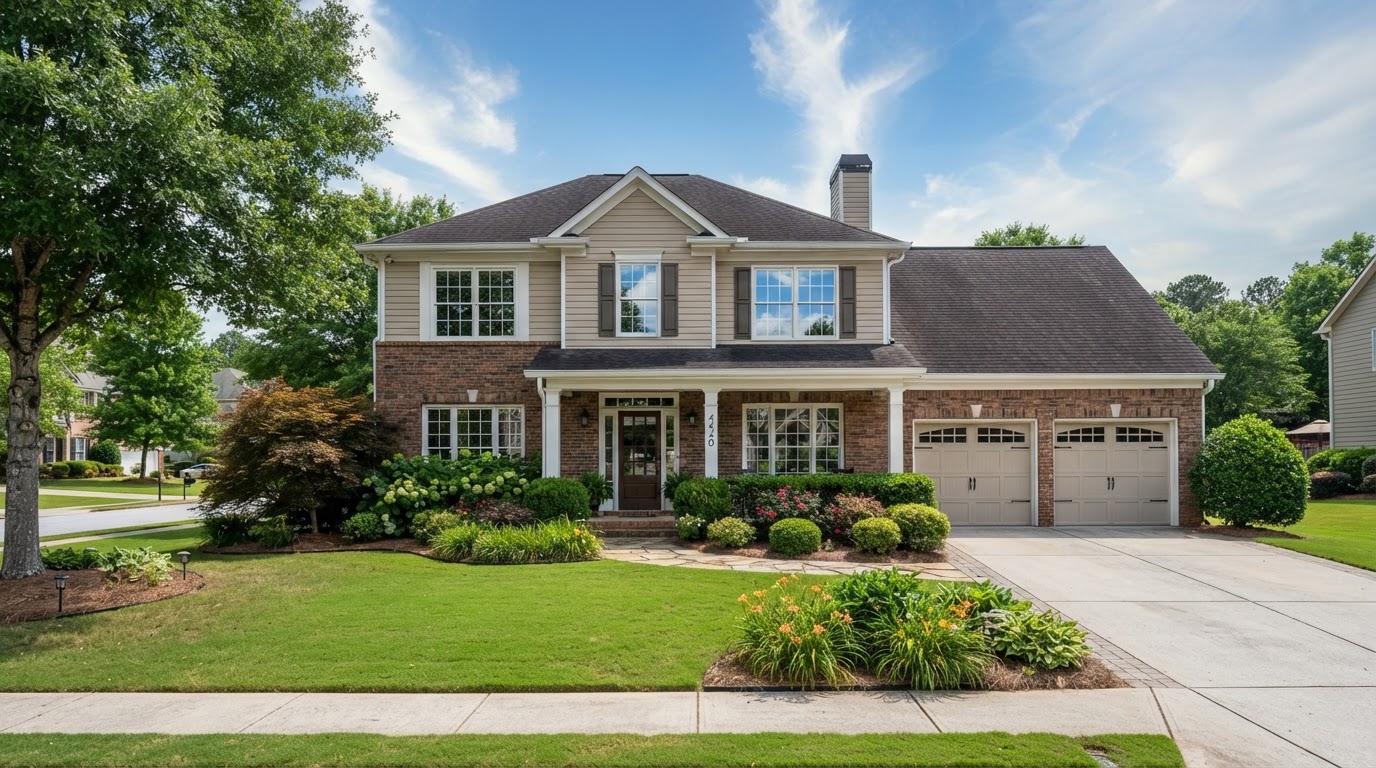 Clean windows on a two story home in Cumming GA
