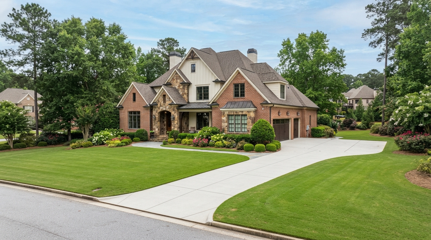 Well-maintained home in Milton GA after pressure washing