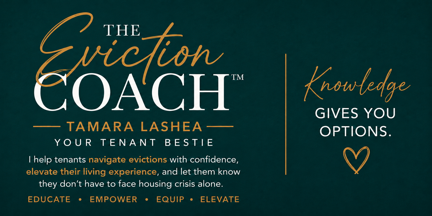 The Eviction Coach — Tamara Lashea, Your Tenant Bestie. Knowledge gives you options.