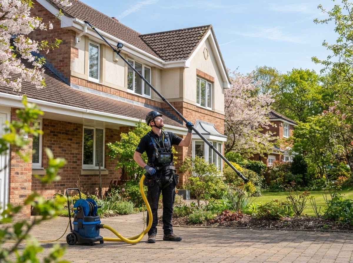 Professional gutter vacuuming by Spring Clean Homes