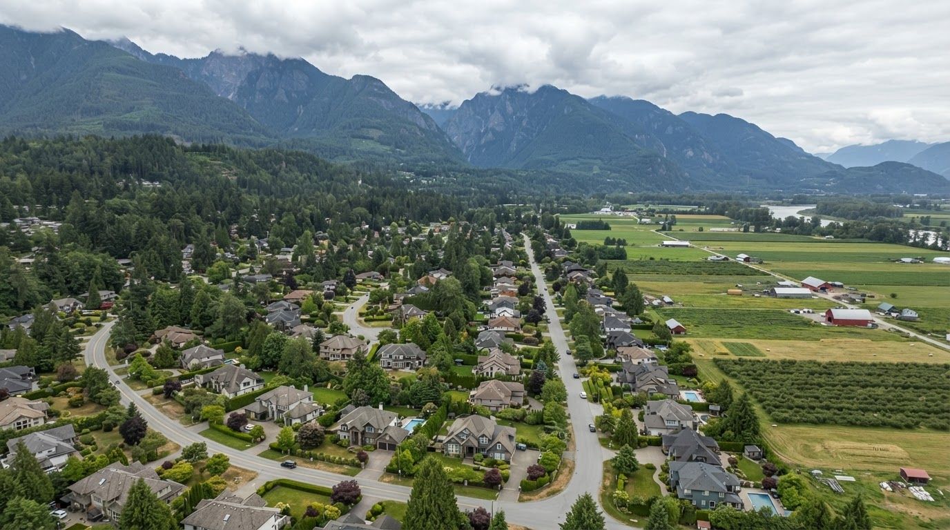 Aerial view of Maple Ridge, BC