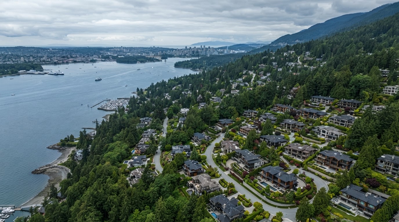 Aerial view of West Vancouver, BC