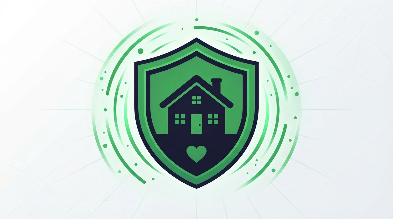 Icon illustration of a shield protecting a house, representing life insurance protection
