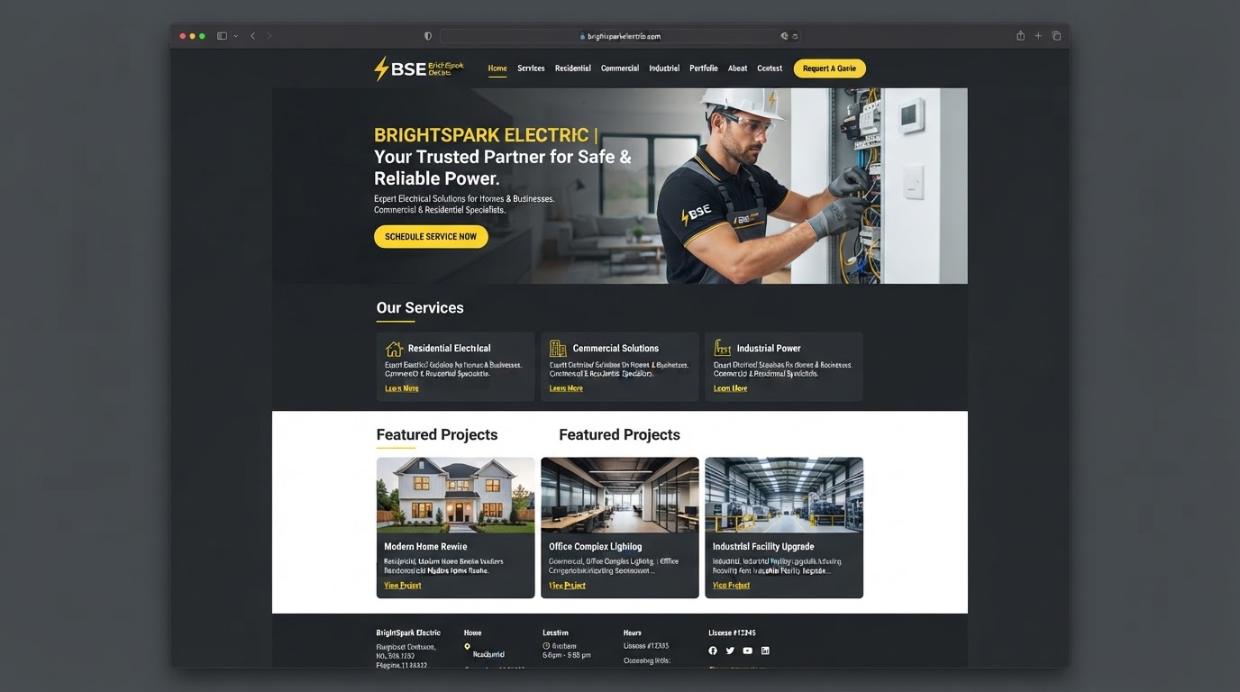 BrightSpark Electric — Electrical contractor website by New Leads Marketing